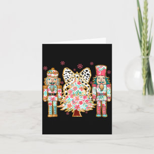 Colorful Coquette Bow Floral Nutcracker Christmas Card