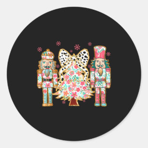 Colorful Coquette Bow Floral Nutcracker Christmas Classic Round Sticker