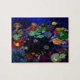 Colorful Coral & Fish Reef Art Jigsaw Puzzle