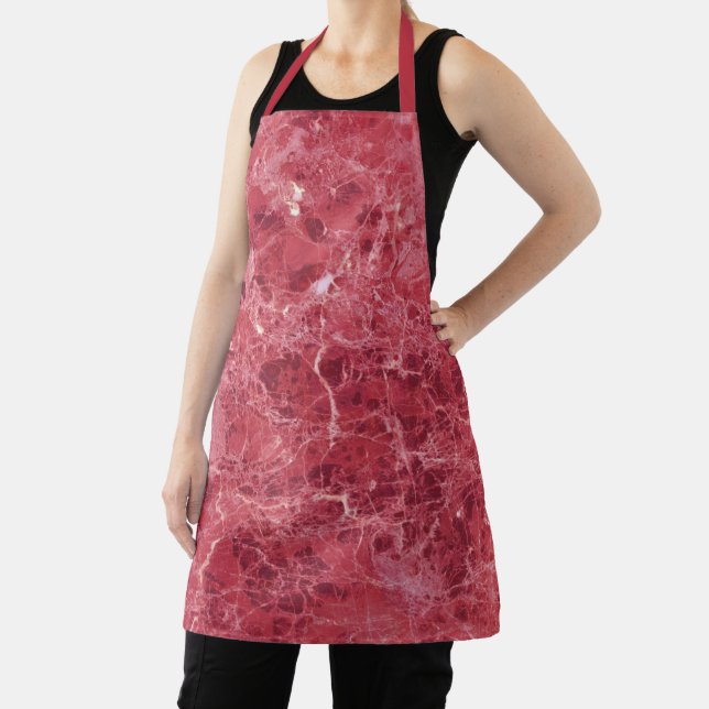 Colorful Coral Red Marble   Apron (Insitu)