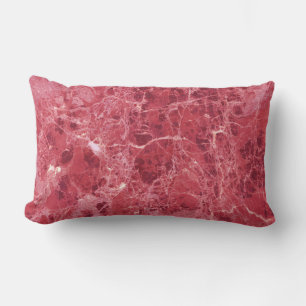 Colorful coral red marble lumbar pillow
