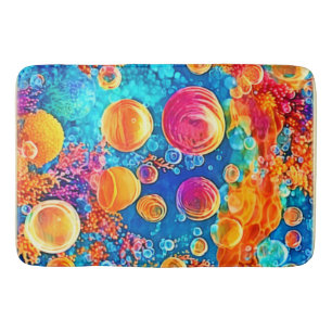Colorful Coral Reef Bubbles Bath Mat