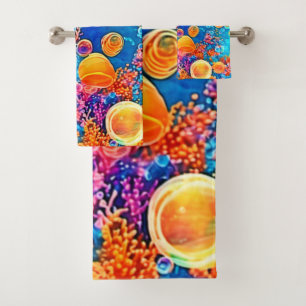 Colorful Coral Reef Bubbles Bath Towel Set