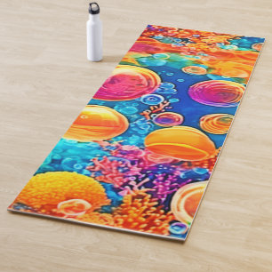 Colorful Coral Reef Bubbles Yoga Mat