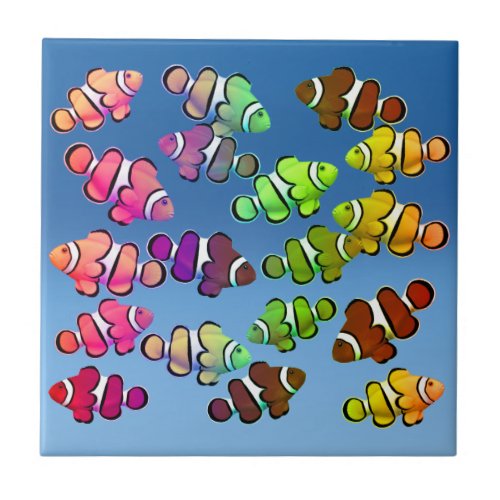 Colorful Coral Reef Clownfish Tile