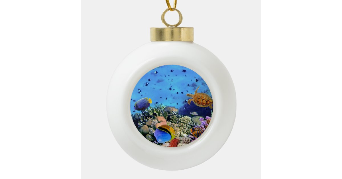 Colorful Coral Reef Critters Ceramic Ball Christmas Ornament Zazzle