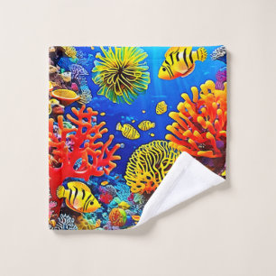 Colorful Coral Reef Design Bath Towel Set