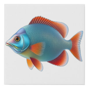 Colorful Coral Reef Fish Illustration Faux Canvas Print