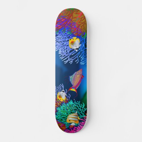 Colorful Coral Reef Fish Skateboard