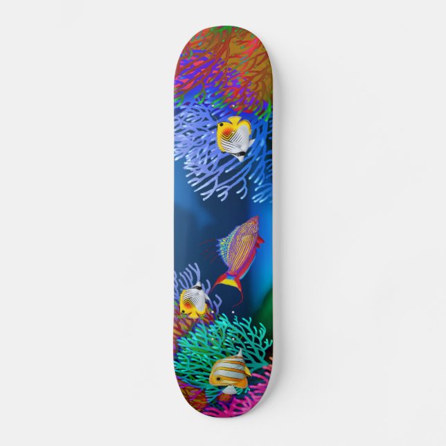 Colorful Coral Reef Fish Skateboard (Front)