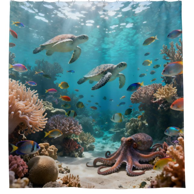 Colorful Coral Reef Shower Curtain (Front)