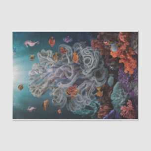 Colorful Coral Reef Statue, Tropical Fish Tissue Paper