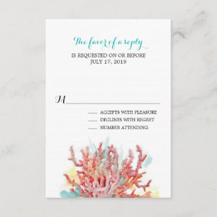Colorful Coral Reef Watercolor   Wedding RSVP Card