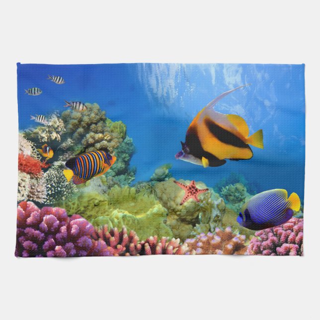 Colorful Coral & Tropical Fish Towel (Horizontal)