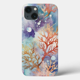 Colorful Coral watercolor iPhone 13 Case