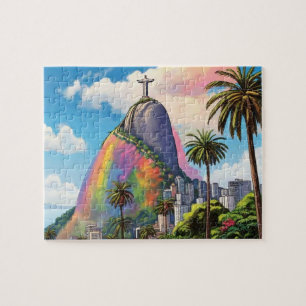 Colorful Corcovado Rio de Janeiro Brazil Jigsaw Puzzle