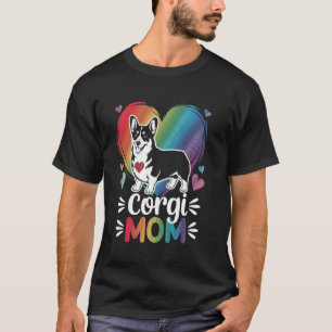 Colorful Corgi Dog Mama with big Heart - Love Corg T-Shirt