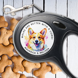 Colorful Corgi Dog Personalized Cute Pet Lover Retractable Pet Leash