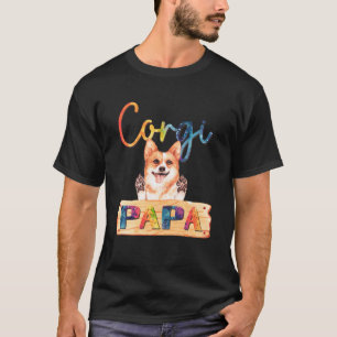 Colorful Corgi Papa Dog Dad T-Shirt
