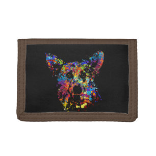 Colorful Corgi Portrait Trifold Wallet
