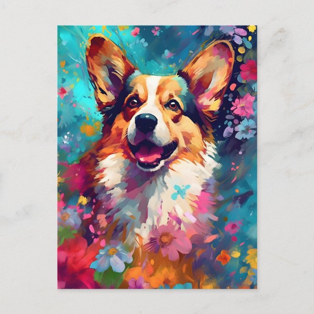 Colorful Corgi Postcard (Front)