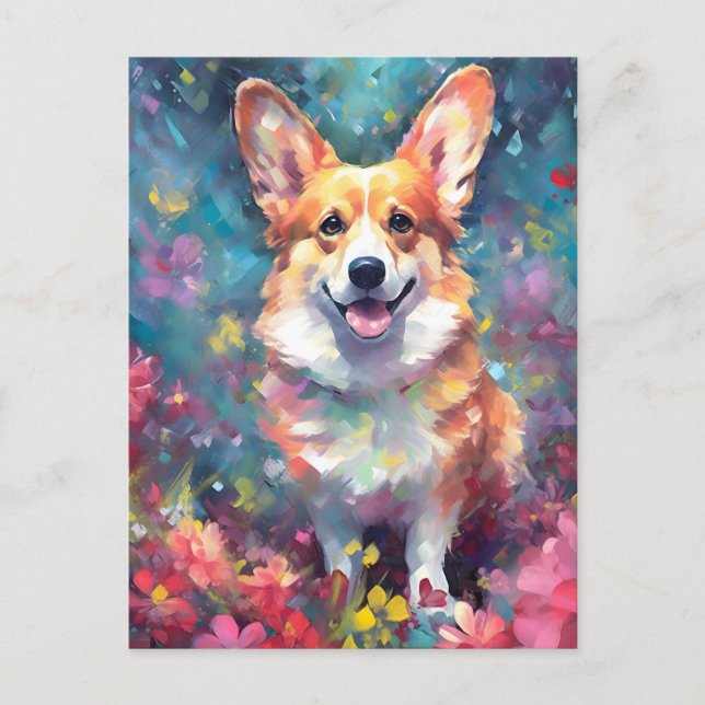 Colorful Corgi Postcard (Front)