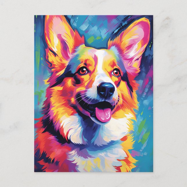 Colorful Corgi Postcard (Front)