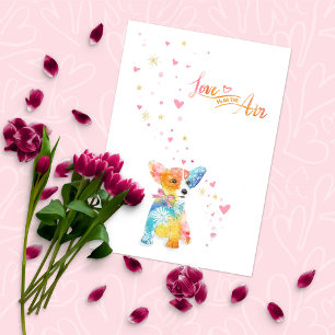 Colorful Corgi Puppy Valentines Day Holiday Card