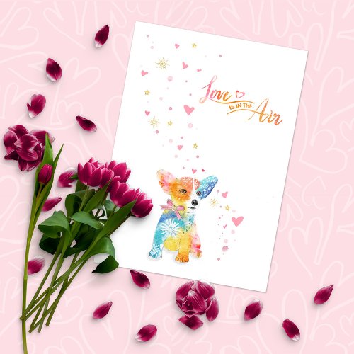 Colorful Corgi Puppy Valentines Day  Holiday Card