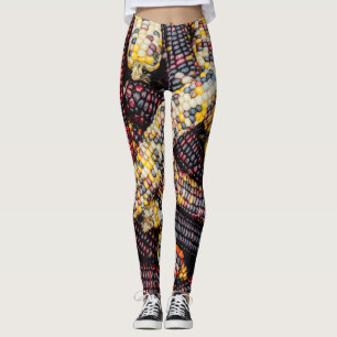 Colorful Corn Costume Background Leggings