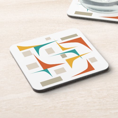 Colorful Corners And Rectangles Atomic Mid Century Beverage Coaster