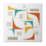 Colorful Corners And Rectangles Mid-century Modern Ceramic Tile<br><div class="desc">Add a pop of color to your tile work with this funky corners and rectangles mid-century modern ceramic tile. It features the bright and bold colors of teal blue,  orange,  burnt orange,  and two shades of brown.</div>