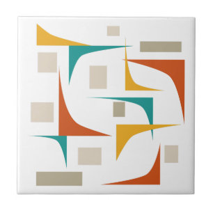 Colorful Corners And Rectangles Mid-century Modern Ceramic Tile