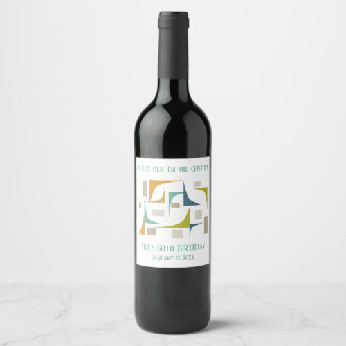 Colorful Corners Mid Century Retro Birthday Wine Label