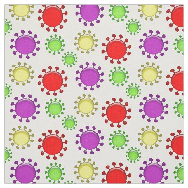 Colorful Coronavirus Viral Germ Shapes Fabric (Swatch)