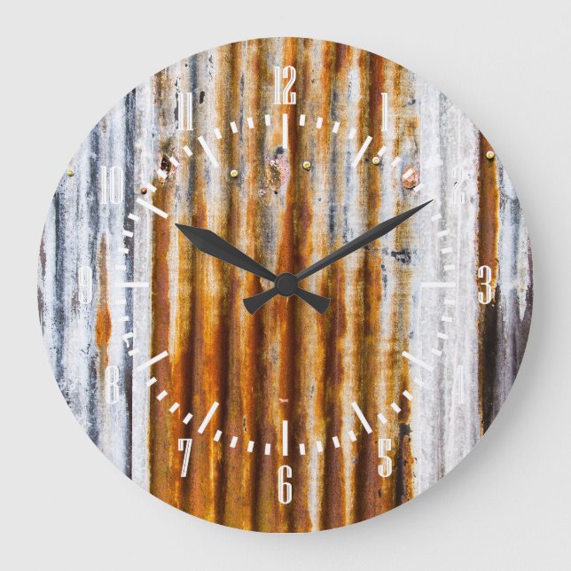Colorful Corrugated Iron Fence Large Clock (Front)