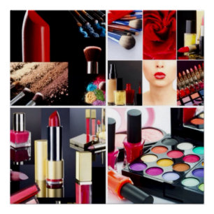 Colorful Cosmetic Collage Poster