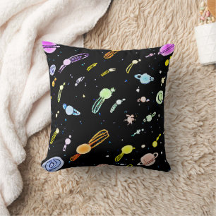 Colorful Cosmic Celestial Splendor Pattern Throw Pillow