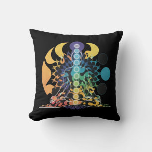 Colorful Cosmic Chakra Meditation Spiritual Energy Throw Pillow