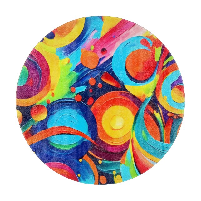 Colorful Cosmic Chaos Painting  Cutting Board (Front)