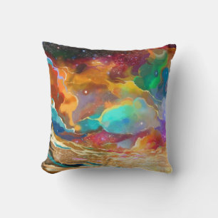 Colorful Cosmic Galaxy Throw Pillow