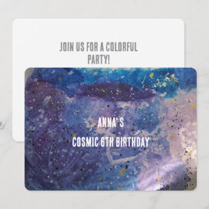 Colorful Cosmic Galaxy Watercolor Birthday Invitation