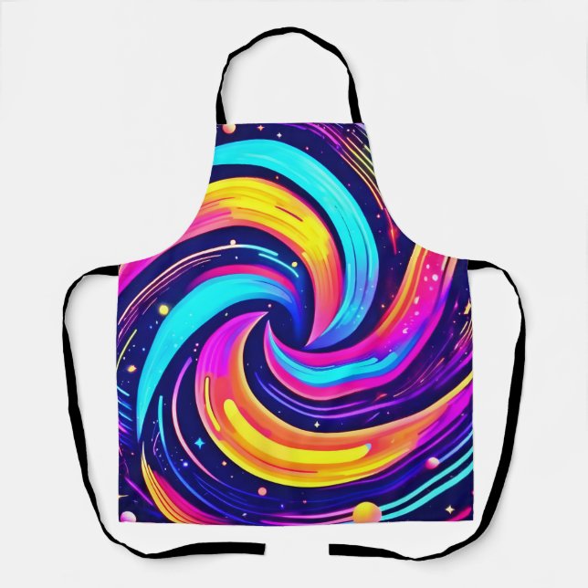 Colorful Cosmic Swirl Apron (Front)