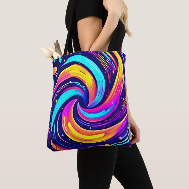 Colorful Cosmic Swirl Tote Bag (Close Up)