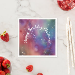 Colorful Cosmic Watercolor Custom Paper Napkins