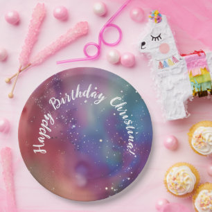 Colorful Cosmic Watercolor Custom Paper Plates