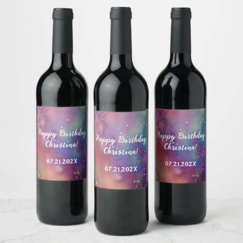 Colorful Cosmic Watercolor Custom   Wine Label