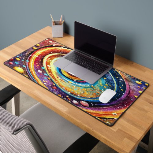 COLORFUL COSMIC WATERCOLOR OUTER SPACE DESIGN DESK MAT
