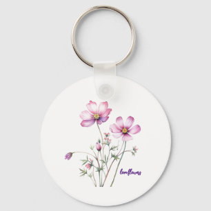 Colorful cosmos flowers, Colorful Blooms Keychain