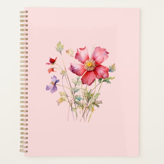Colorful cosmos flowers planner (Front)